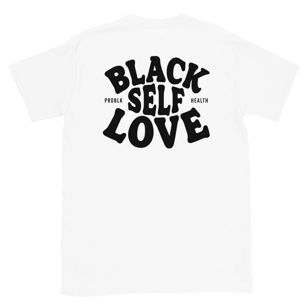 "BLACK SELF-LOVE" White Premium Unisex T-shirt (front&back design)