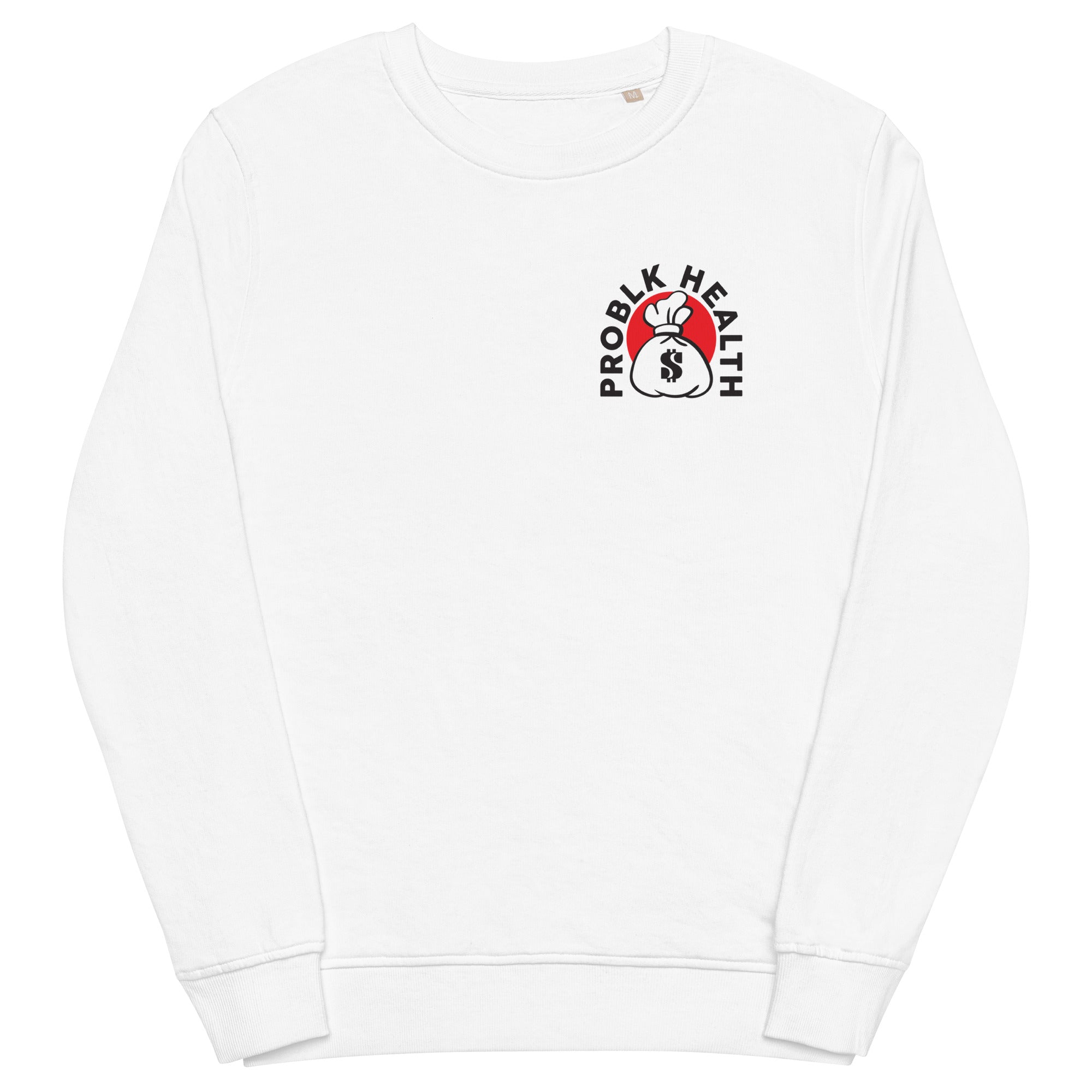"BLACK HEALTH IS WEALTH" White Unisex Premium Sweatshirt (front&back design)