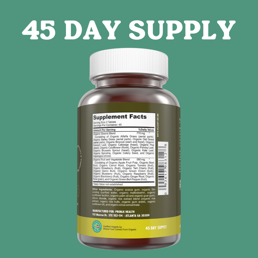NOT YOUR MAMA'S GREENS- Organic Superfood Formula Tablets (45 Day Supply)
