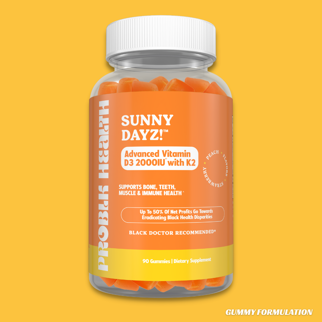 SUNNY DAYZ- Advanced Vitamin D 2000IU w/ K2 (Plant-Based) Gummies (45 Day Supply/.66 Cent A Day)