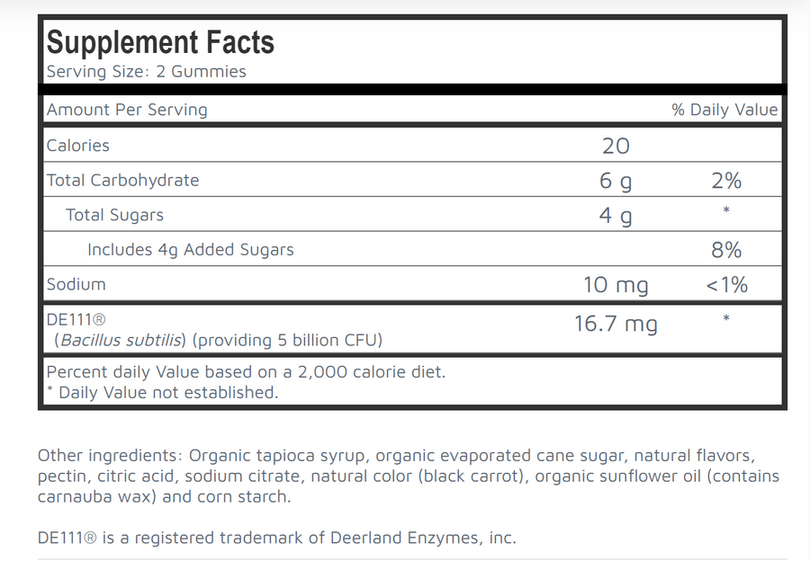 GUT REACTION- (GUMMY VERSION)- ORGANIC PROBIOTIC FORMULA  (45 DAY SUPPLY)